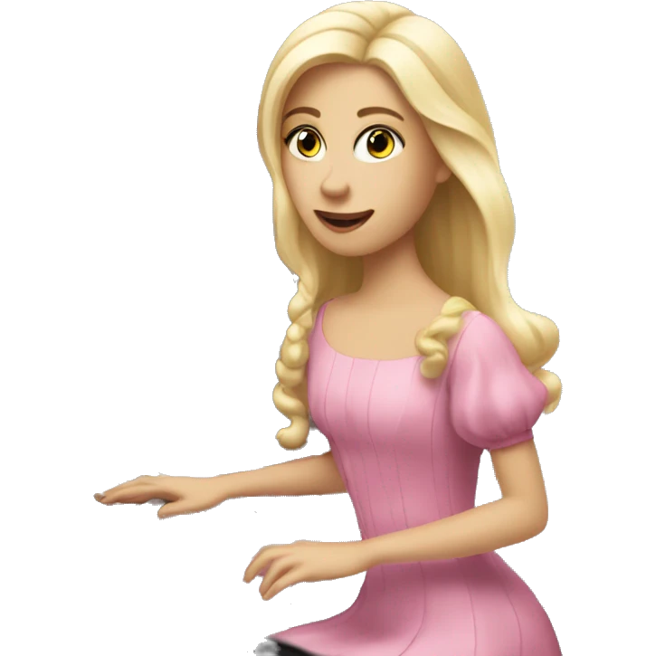 Girl wearing a pink dress and blonde hair playing piano at a royal  emoji