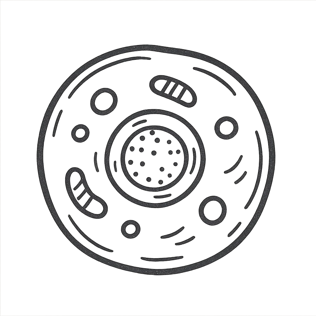 a human cell, hand-drawn sketch style emoji