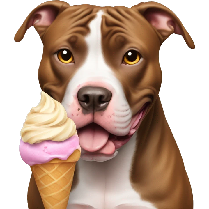 Pitbull with ice cream emoji