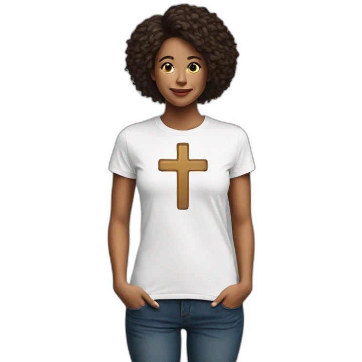 Woman with a cross t-shirt emoji