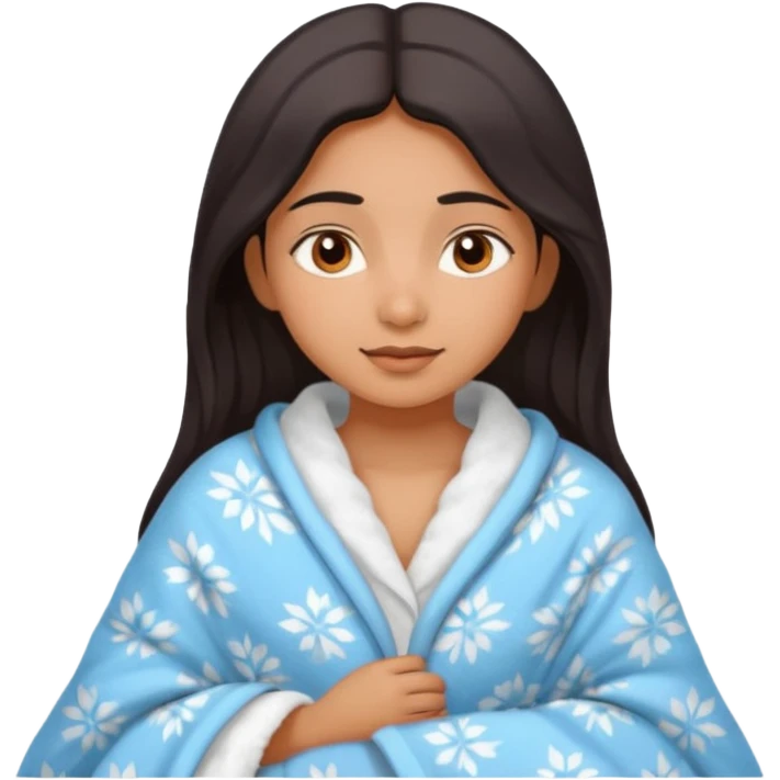 a pretty bratz fair indian girl covered in blanket, wearing pajamas emoji