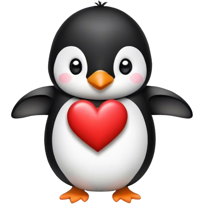 penguin with hearts emoji