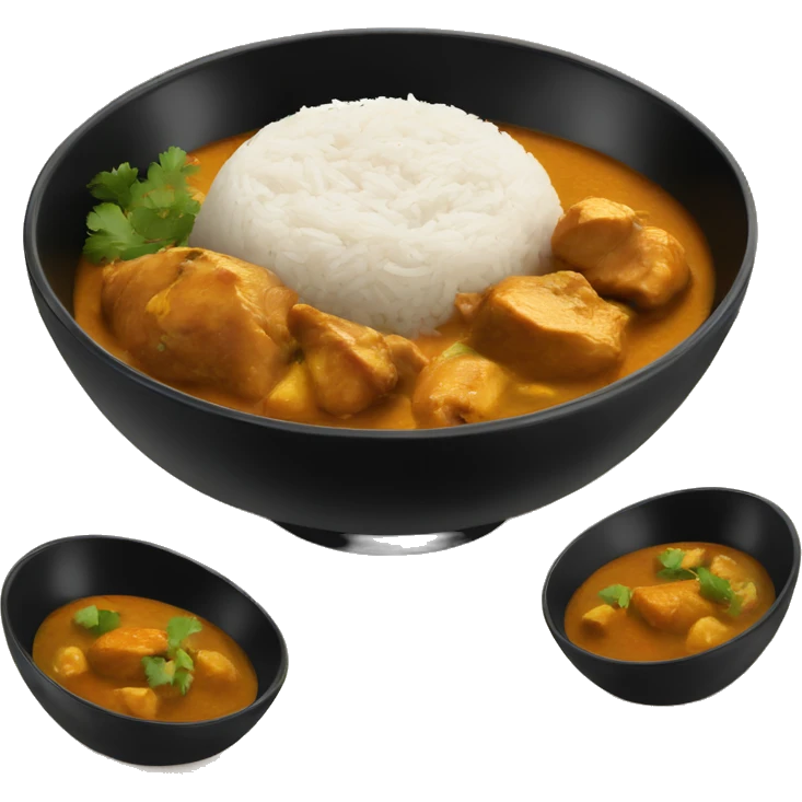 Black bowl with chicken curry and rice  emoji