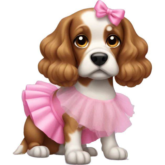 a cocker dog with a pink tutu emoji
