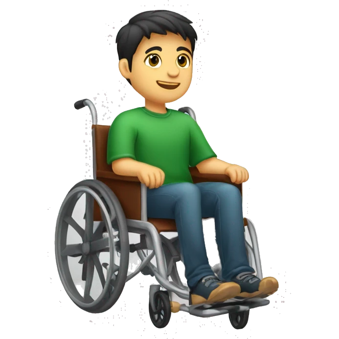 niño rubio en silla de ruedas, delgado  emoji