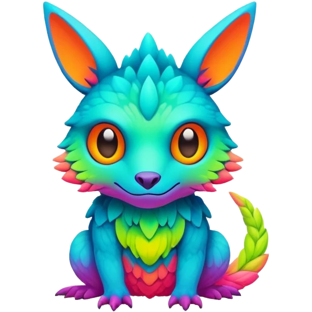lush warm-colored modern colorful neon-colored Fakémon-Trico-creature emoji