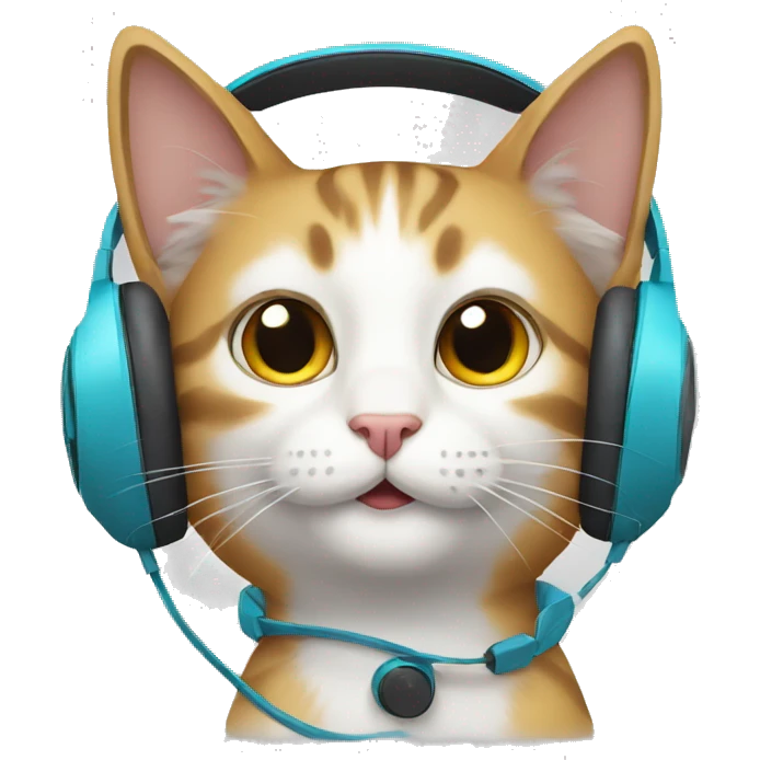 cat with white headphones  emoji