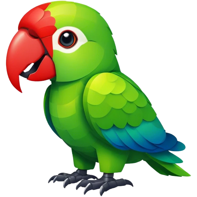 A Pixelaged Green parot with Red beak emoji