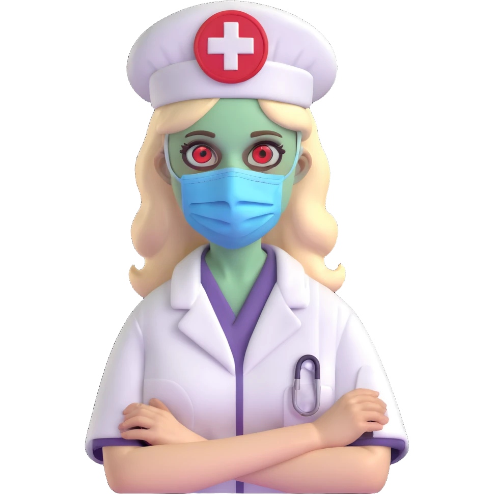 zombie nurse female with nurse hat and medical mask emoji