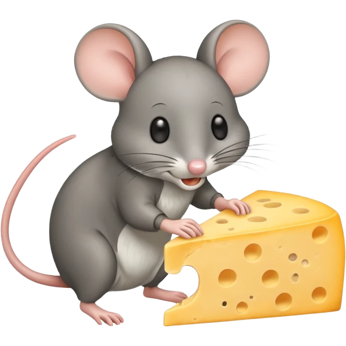 Mouse picking up cheese emoji