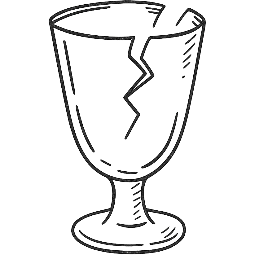hand-drawn outlined broken glass icon emoji