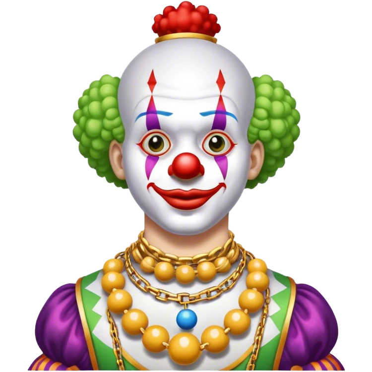 clown with golden chain on the neck playing ball full height emoji
