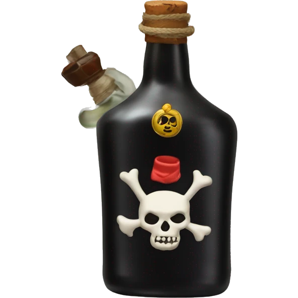 Black cat with a pirate hat and a bottle of rhum emoji