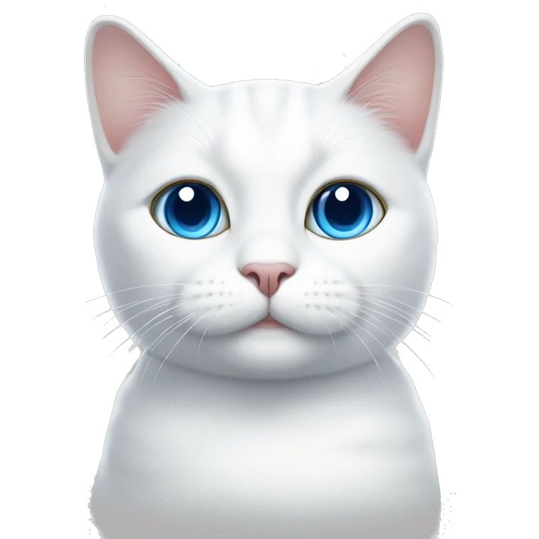 White cat, not fat, black collar, the cat is white and smooth, not fluffy, Blue eyes  emoji