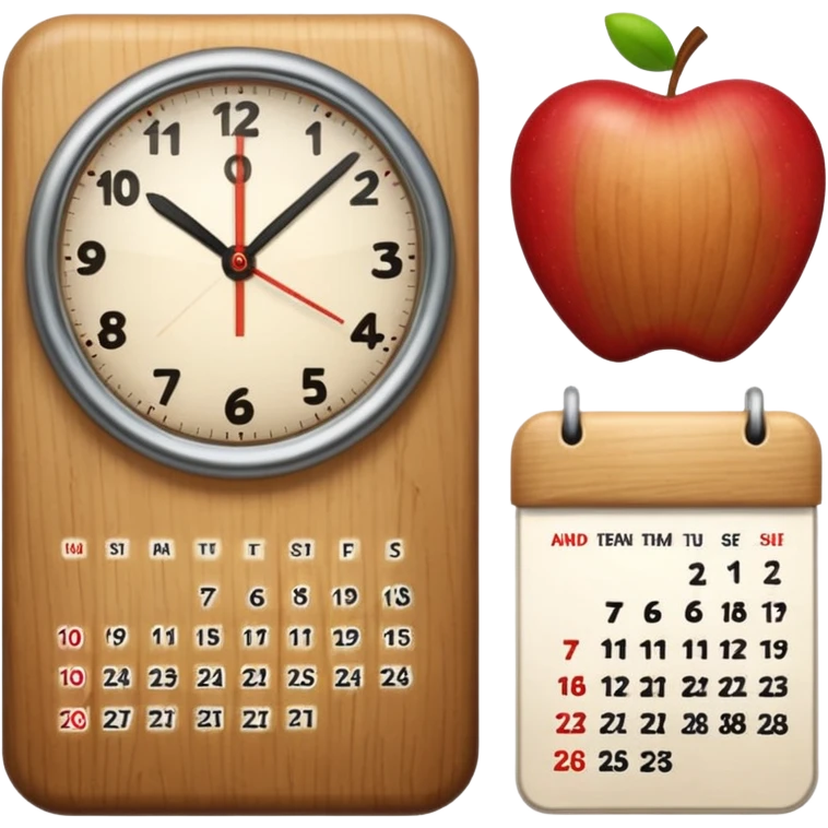 clock and calendar together, symbolizing a couple of days, apple emoji style emoji