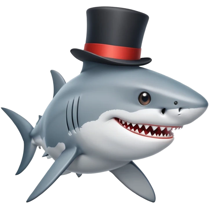 Shark with a top hat emoji