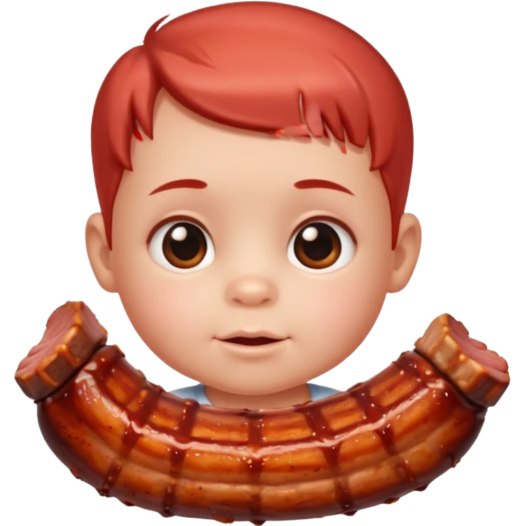 Head as a baby and body as bbq ribs emoji