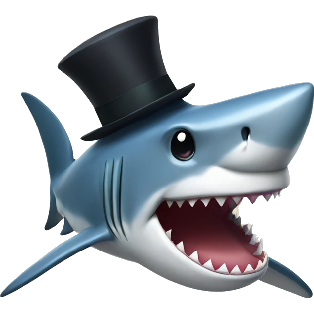 Shark with a top hat emoji