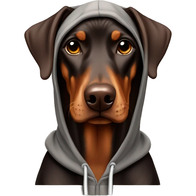 Brown dobermann with hoodie emoji