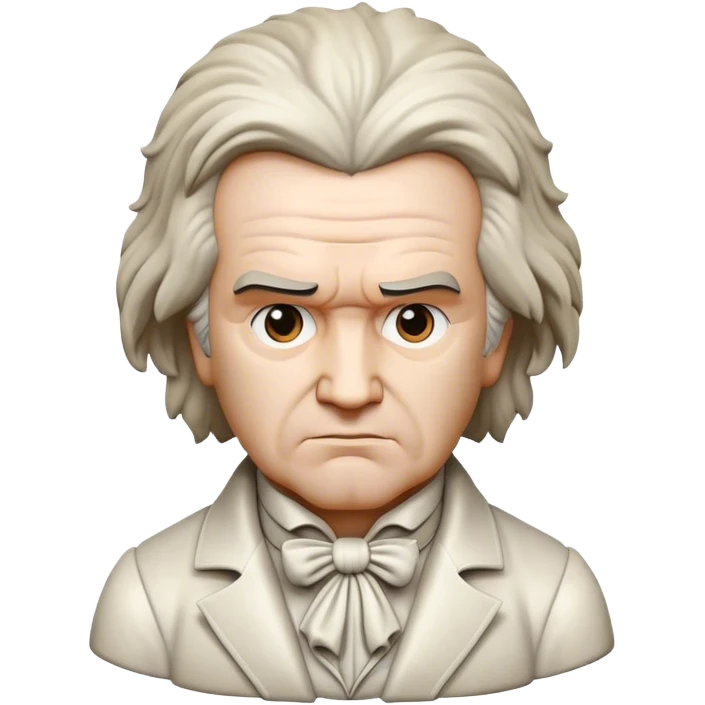 Cinematic Realistic Beethoven Pop Culture Emoji, featuring an evocative portrayal of the legendary composer rendered with delicate textures and emotive lighting. emoji