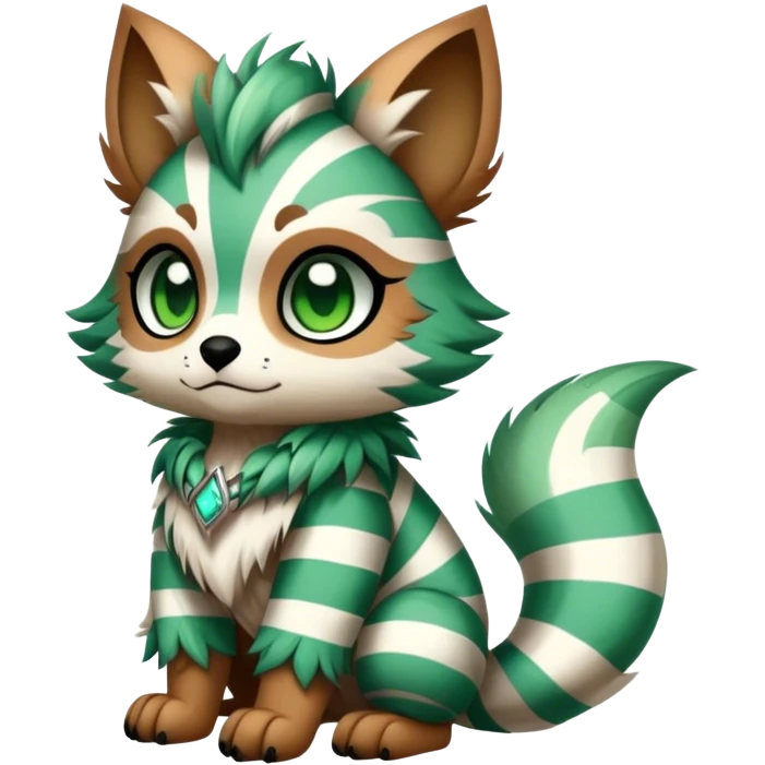 cute Kawaii edgy shy fantasy animal fursona Fionbri Vernid creature by griffsnuff & LiLaiRa & Falvie with with cool stripes patterns full body emoji