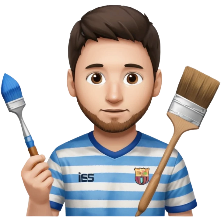 create an emoji of Lionel Messi in an Argentina shirt holding a paintbrush emoji