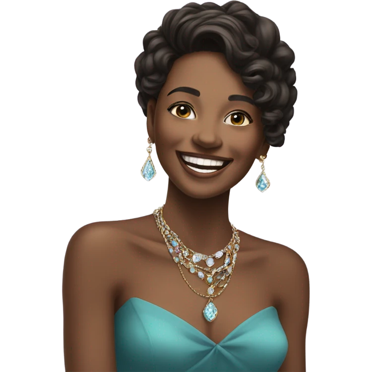 happy solo portrait with jewelry emoji