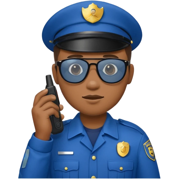 school security, blue cloth, sun glasses, holding walkie-talkie emoji