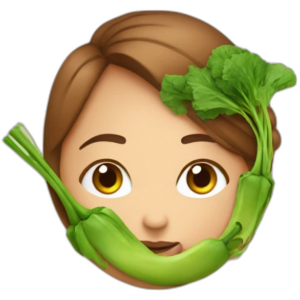 Une femme vegan qui mange des légmes emoji