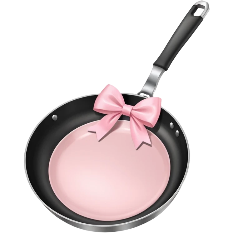 frying pan with light pink bow on handle emoji
