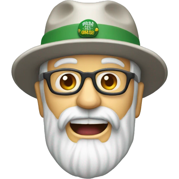 Headbanger  old male with grey beard les Paul guitar wearing golf hat or drivers cap Irish emoji