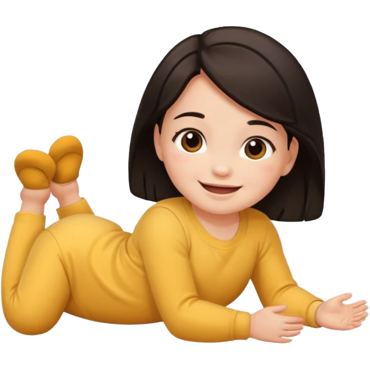 baby dark hair lying on ground emoji