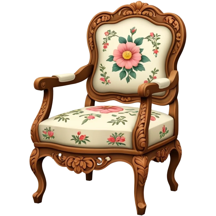 Vintage chair with flower design emoji