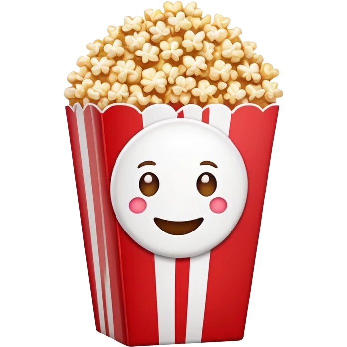 minimalist sweet popcorn emoji style, red and white popcorn box, caramel popcorn emoji