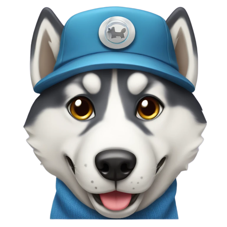 Husky wearing hat emoji