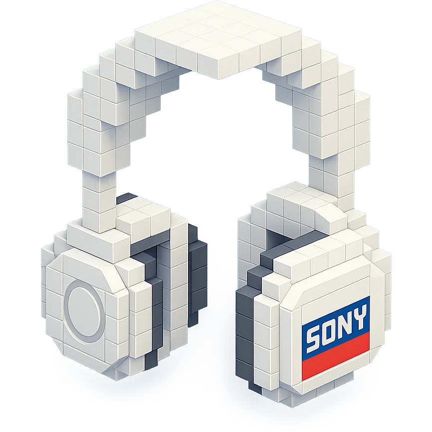 white Sony headphones, retro look emoji