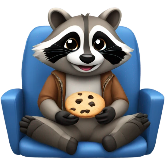 Raccoon flying in airplane eating cookie  emoji