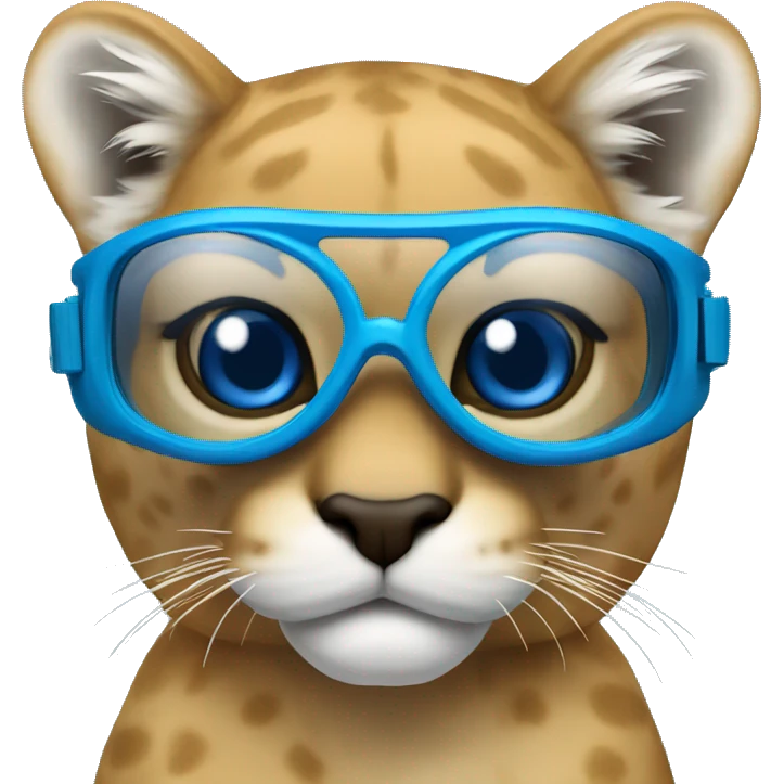 Cougar mascot with swim goggles emoji