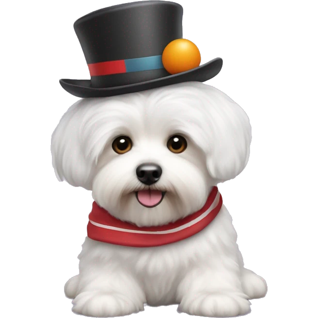 bichon havanese wearing a basaball hat emoji