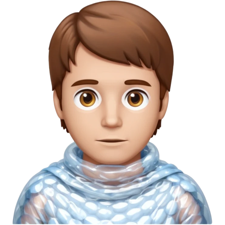 Brown haired man wrapped in a roll of bubble wrap emoji
