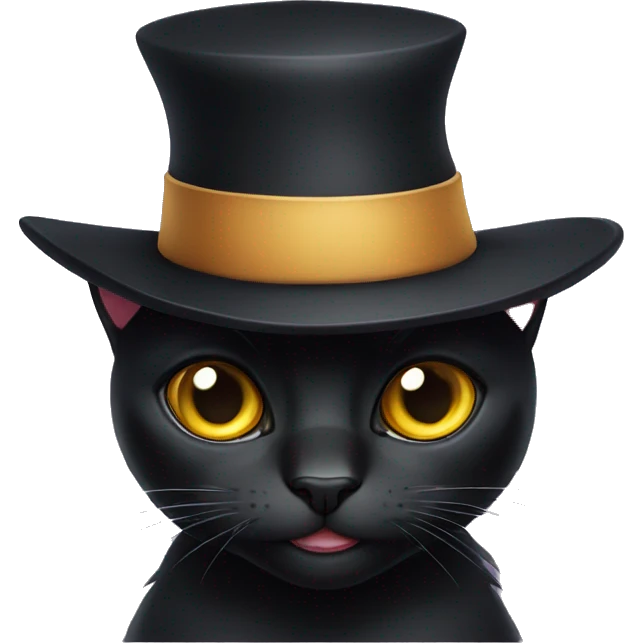 Black Cat with a hat emoji