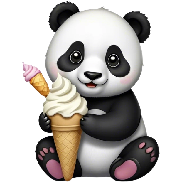 Panda eating ice cream emoji