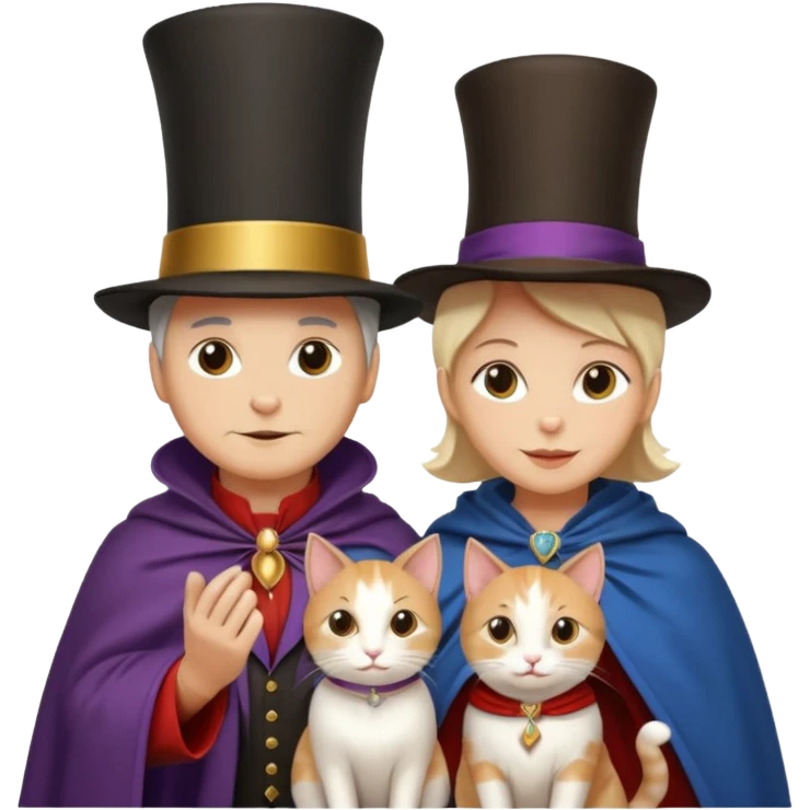 magician couple and their pet cat emoji