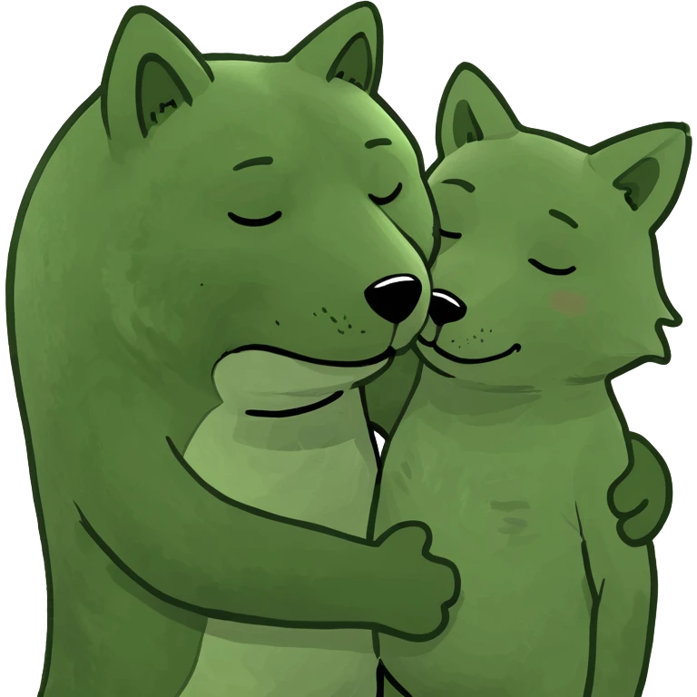 Hugging fox and bear emoji