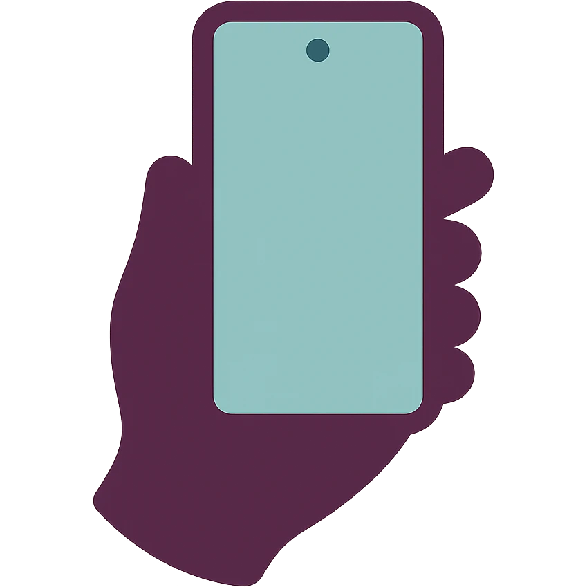 Smartphone in hand, color 4D0013 emoji