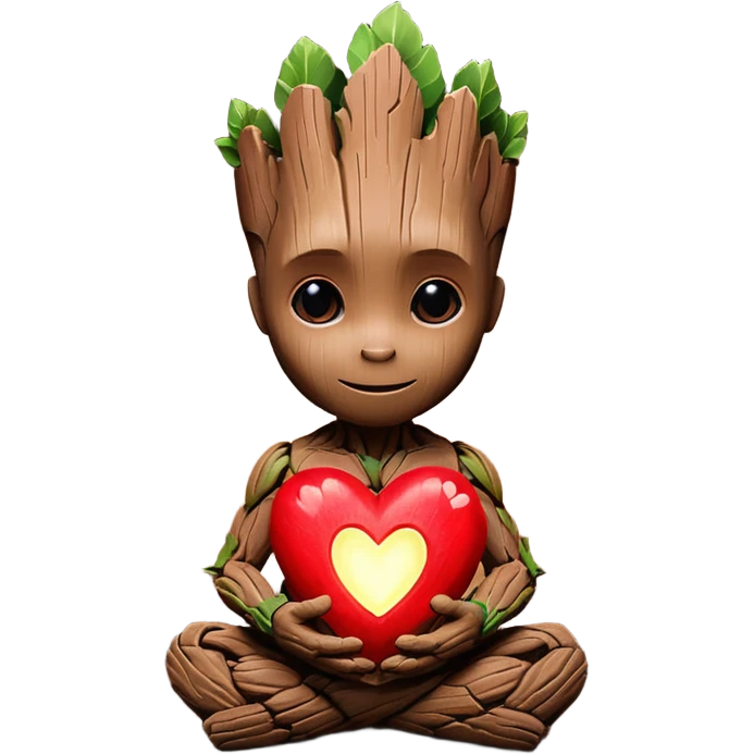 baby-groot with a hearth emoji