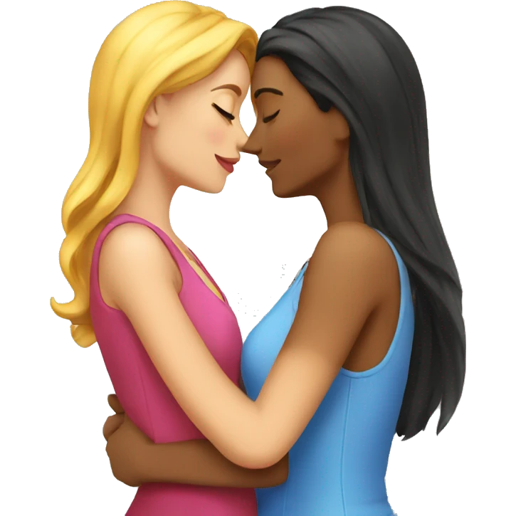Un beso romántico entre dos chicas emoji
