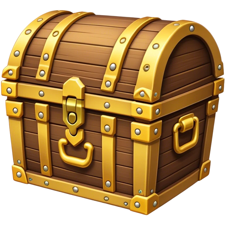 Clash of Clans aesthetic: Cinematic Playful Pixel 3D Treasure Chest Portrait Emoji, rendered in a 3D vector-style similar to standard emojis with minimal shading and bold, simplified shapes. A compact, distinct form with signature details, softly glowing with a pixelated adventure charm. Simplified yet unmistakably iconic, highly detailed and consistent, glowing with a soft radiance and high shine. Stylized with a touch of classic pixel-art charm and a soft glowing outline, capturing the essence of a beloved gaming relic with a friendly, playful manner! emoji