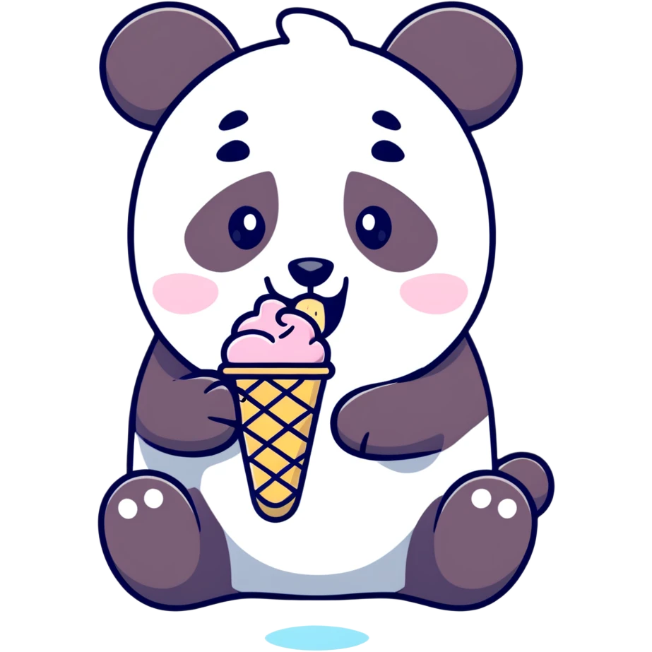 Panda eating ice cream emoji