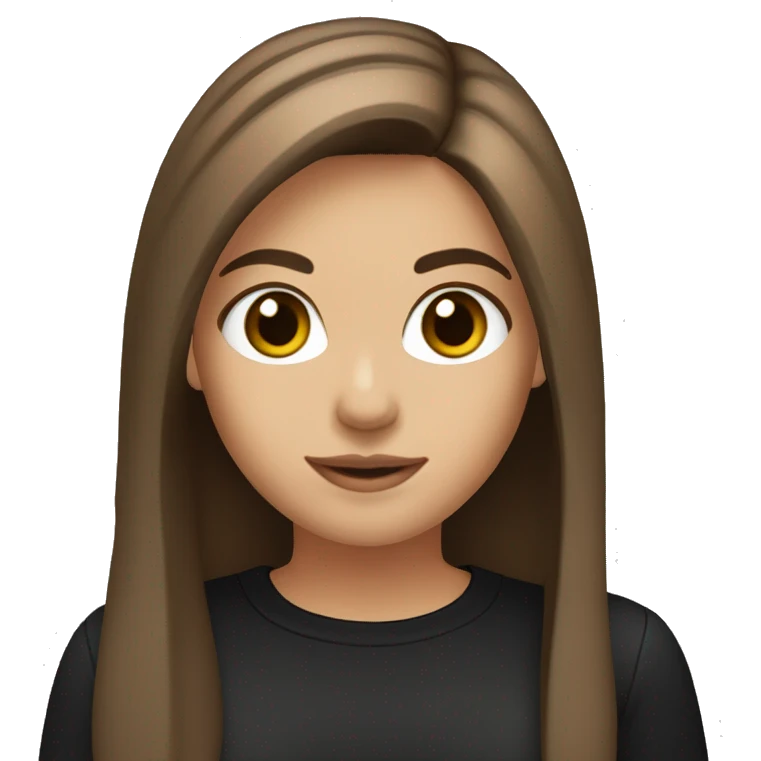 girl-with-brown-straight-hair-brown-eyes-holding microphone black shirt emoji